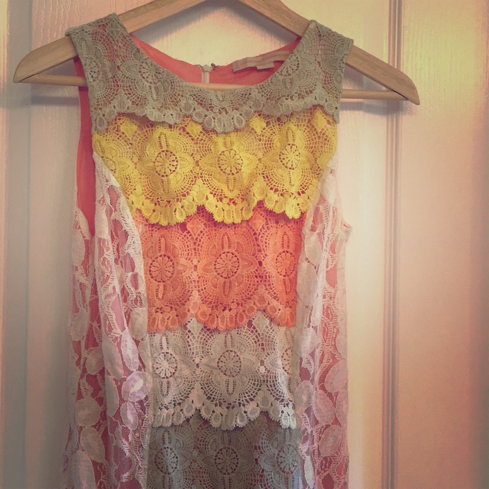 Beautiful champagne strawberry mini lace dress